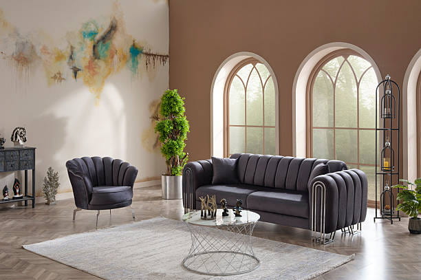 مبل راحتی صدفی طوسی هارمونی رنگی خنثی جلوه‌ ای لوکس